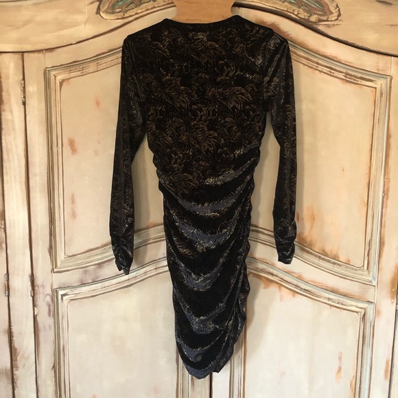 New Look Black Velvet and Gold Wiggle Dress Size 4 - Picture 3 of 13